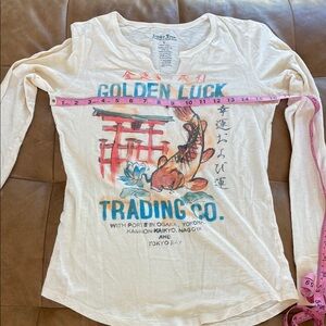 Lucky Brand White Graphic Long Sleeve Top